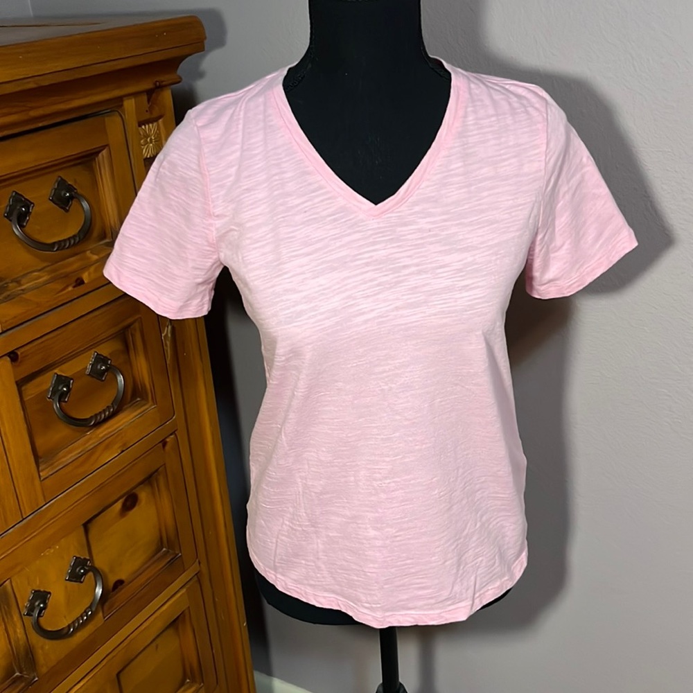 Light Pink V-Neck Basic Tee From Talbots - image 1